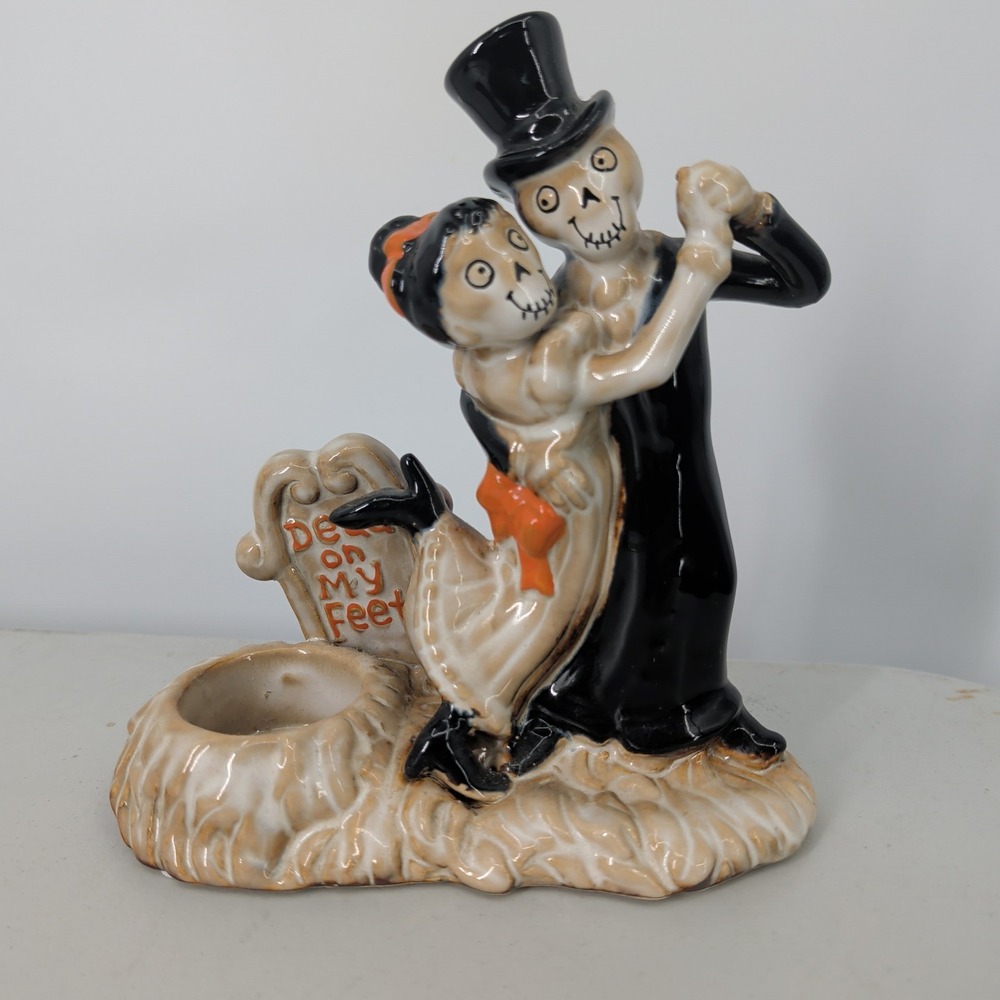 Yankee Candle Boney Bunch 2016 Dead On My Feet Skeleton Couple Tea Light Holder